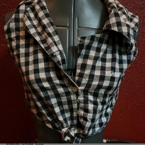 Plaid Button Up Crop Top